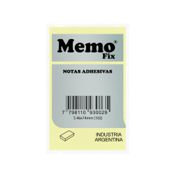 Notas Autoadhesivas MemoFix, 46 x 74mm. pack de 100 hojas